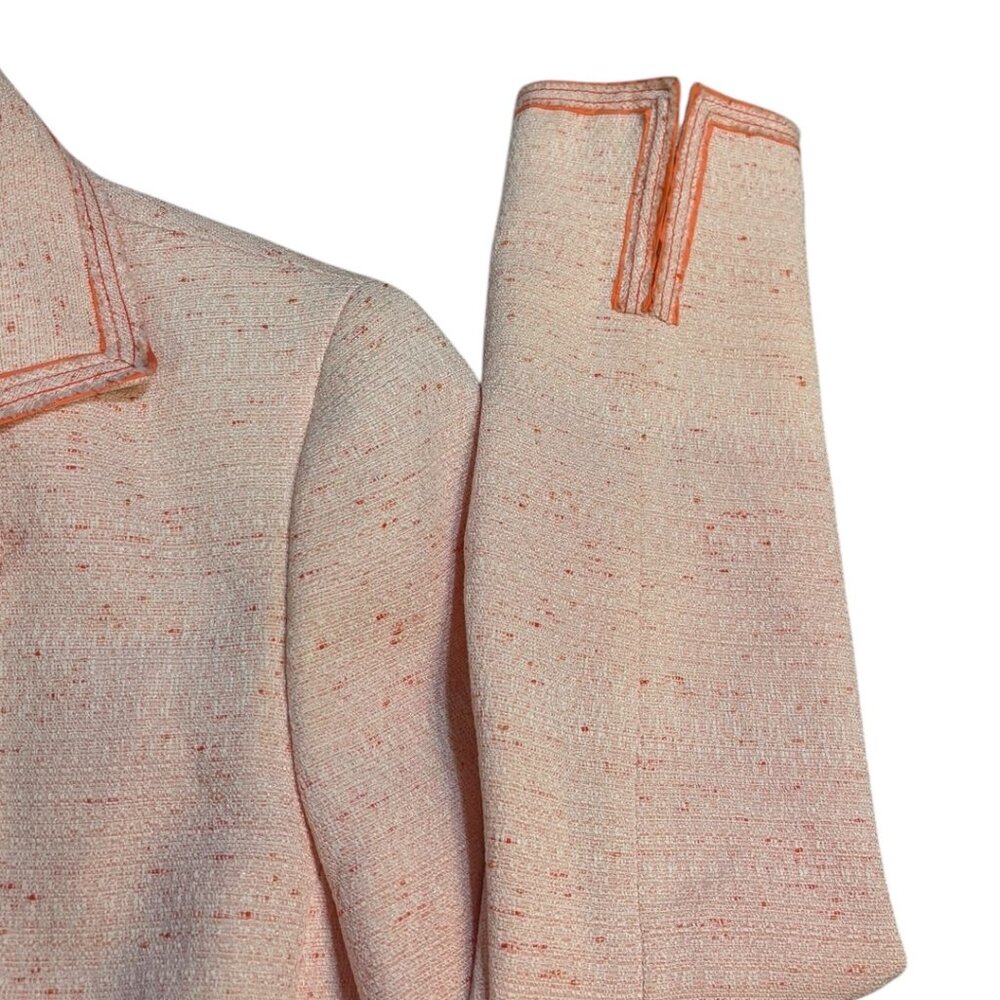 Vintage Albert Nipon Boutique Peach Silk Lined Bow Blazer Jacket - Picture 5 of 9
